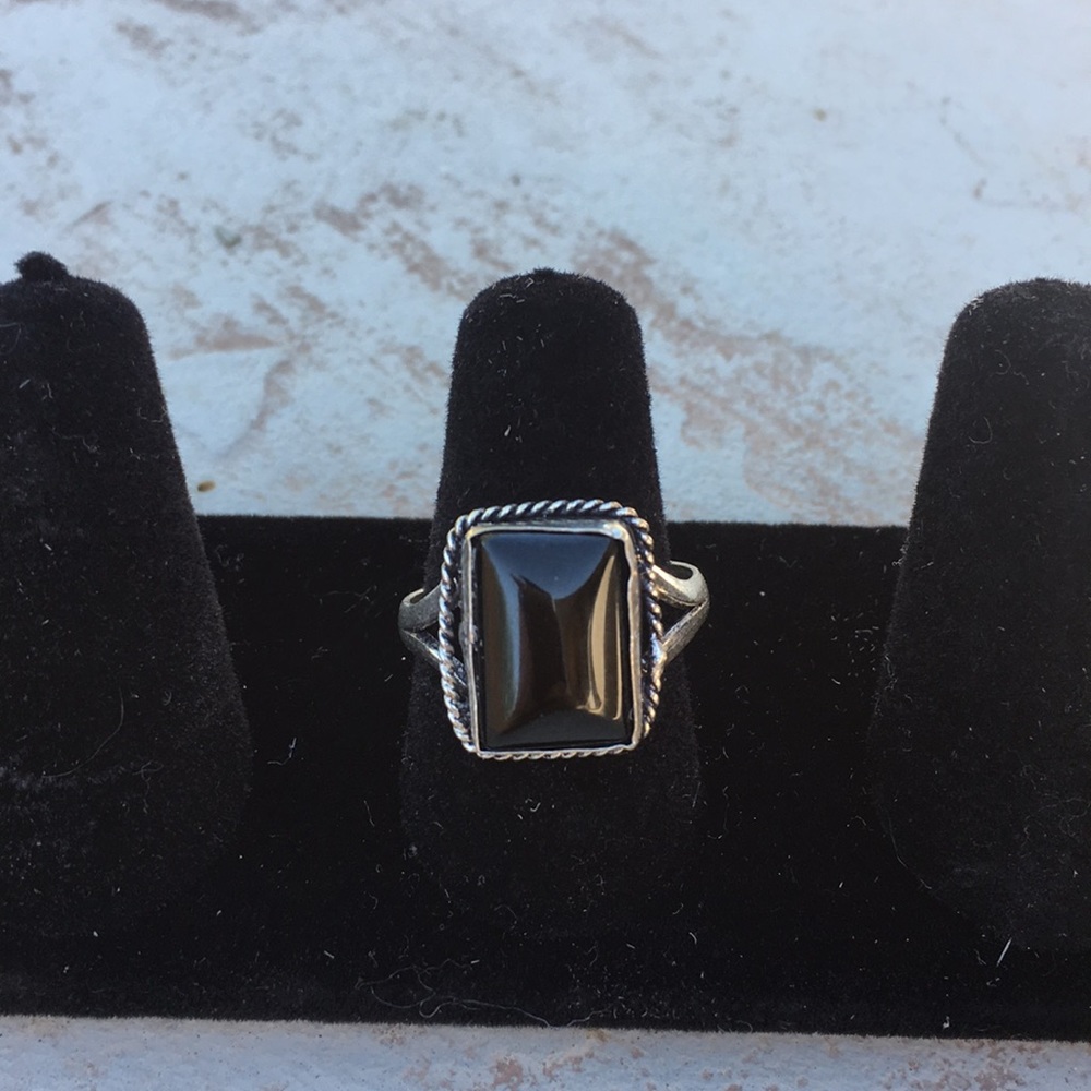 Black Onyx boho statement ring new sz 8